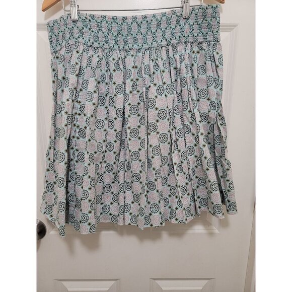 Floral Patterned Smocked Waist Multicolor Women's Skirt With Lining Size XL - Picture 1 of 9